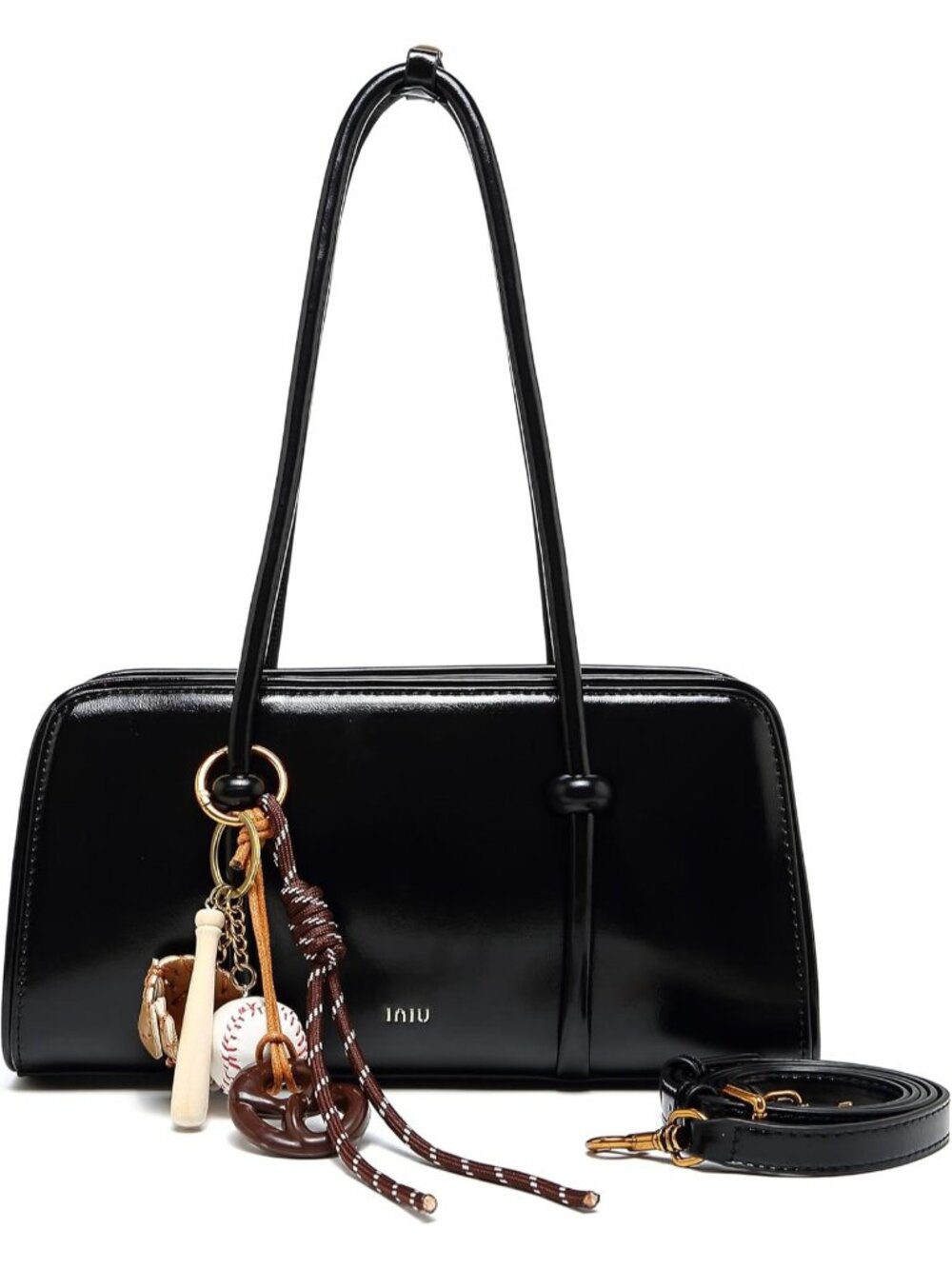 Women's Black Multi Pocket Spacious Handle Purse Crossbody Shoulder Bag